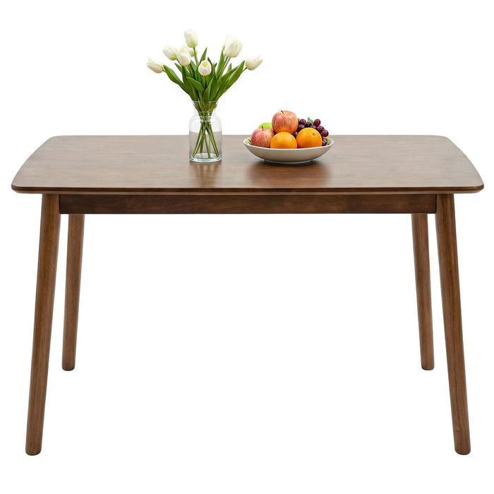Solid Wood Dining Table, 47'' Rectangular Dining Table, Mid Century Modern Kitchen Table with Rounded Corners, Easy to Assemble, Small Dining Table for Dining Room, Kitchen, Living Room (Walnut)