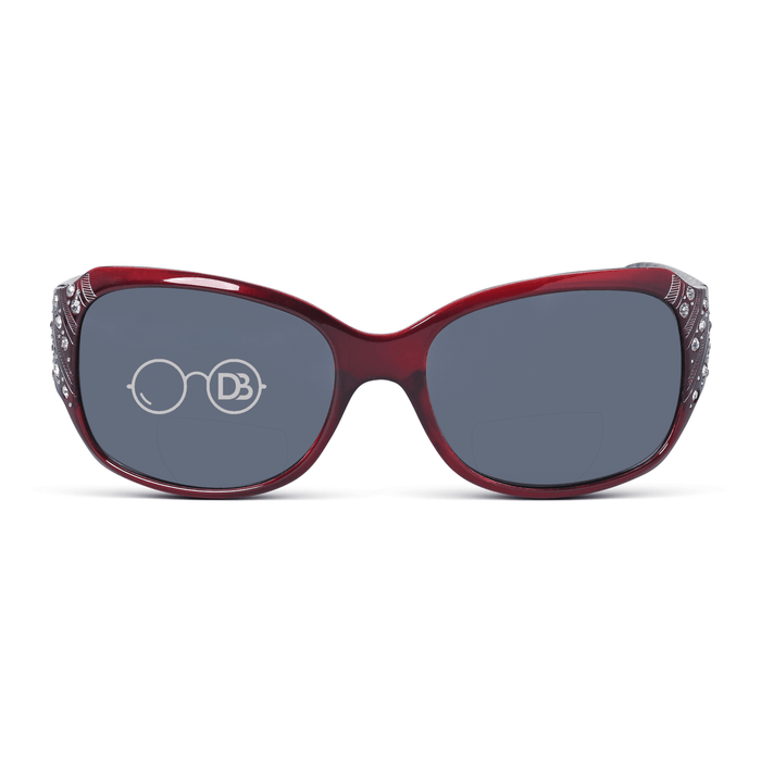 DebSpecs Sparkly Large Round Bifocal Sun Readers oc551rbf Lucious Red front view