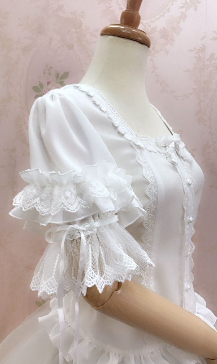Square Neckline Butterfly Sleeve Blouse
