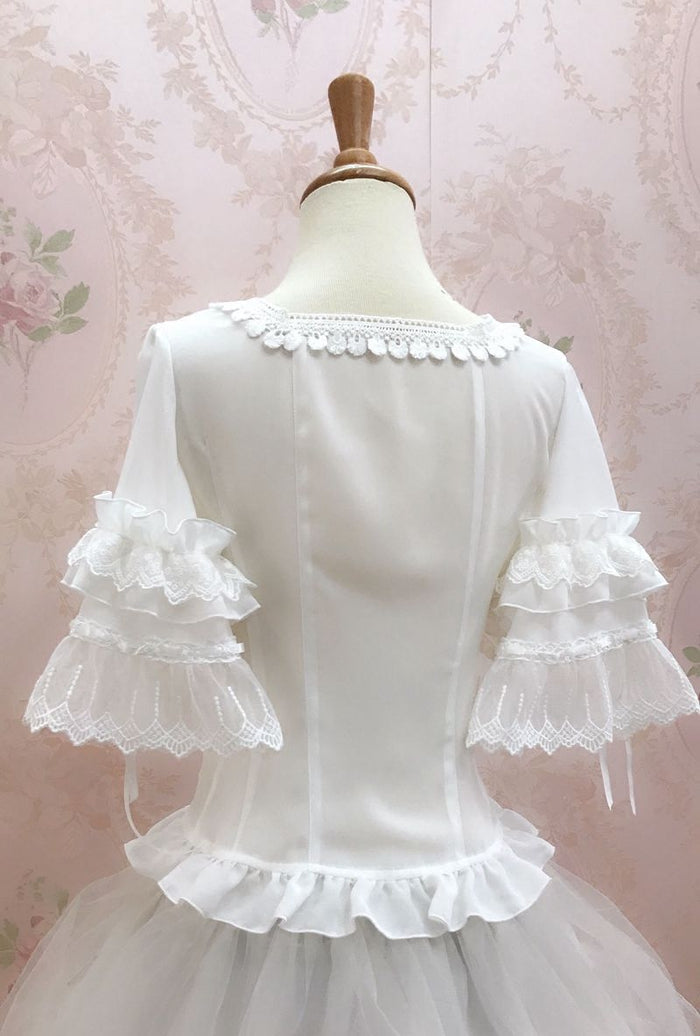 Square Neckline Butterfly Sleeve Blouse