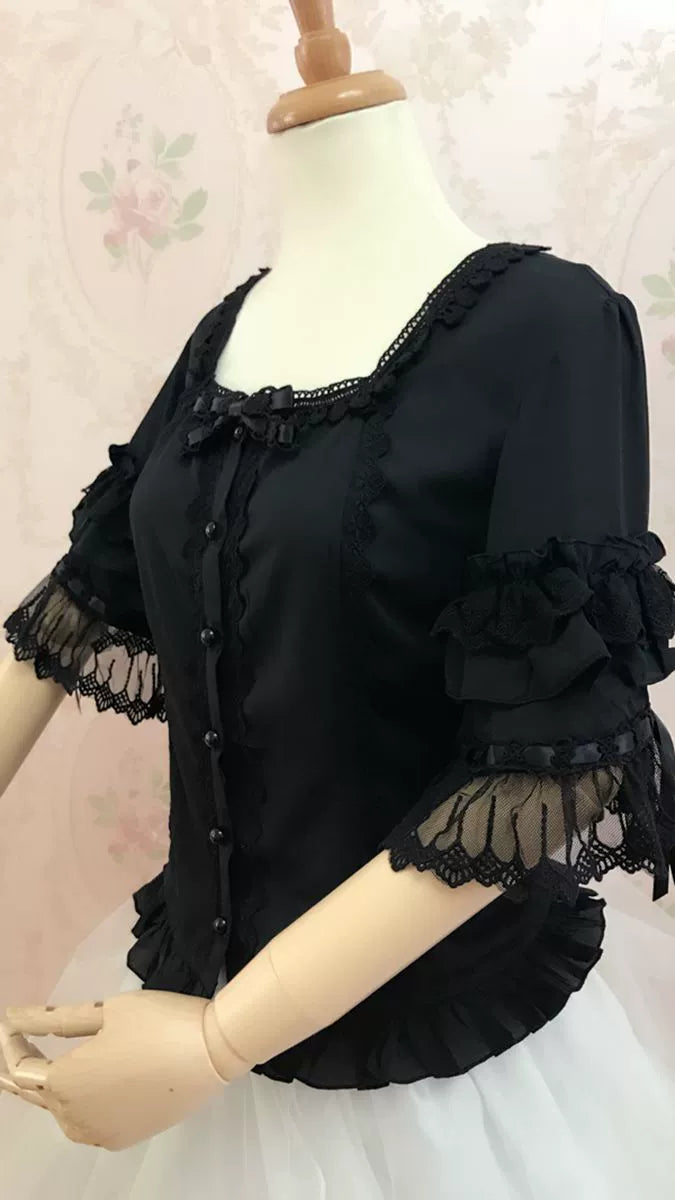 Square Neckline Butterfly Sleeve Blouse