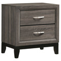 Stephan Grey Oak 2-Drawer Nightstand with Natural Oak Texture and Contemporary Grey Finish, MDF Construction, 24.75H x 23.5W x 16.25D