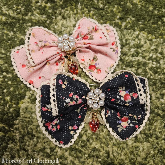 Strawberries & Cream Hair Bow