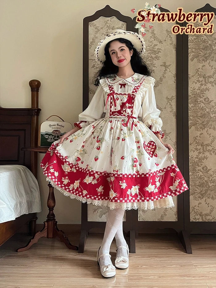 Strawberry Embroidery Long Sleeve Blouse