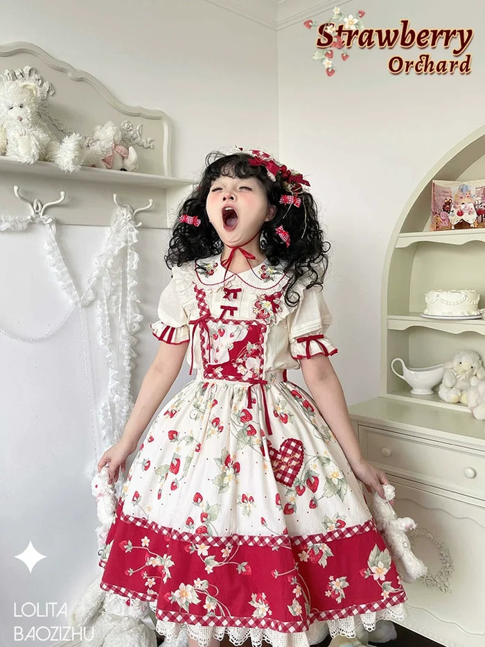 Strawberry Embroidery Short Sleeve Blouse