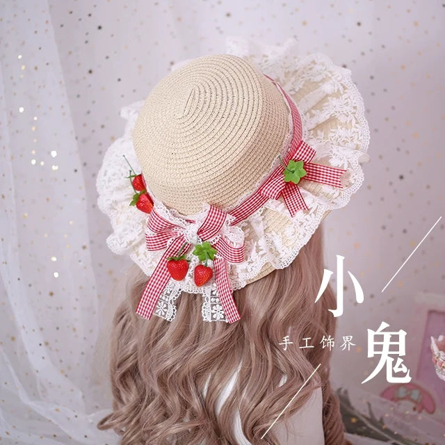 Strawberry Lace Straw Hat