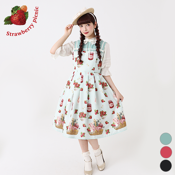 Strawberry Picnic Sailor Sleeveless Dress