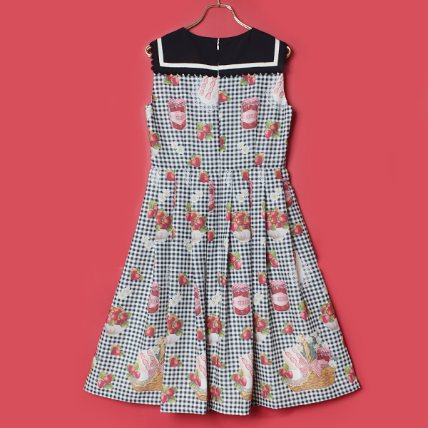 Strawberry Picnic Sailor Sleeveless Dress