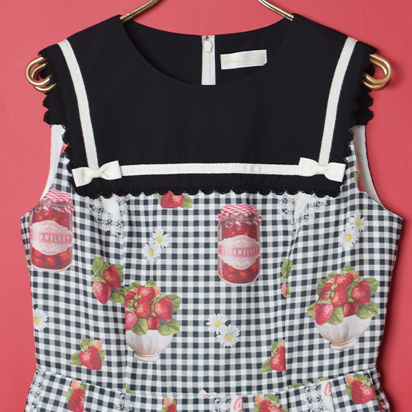 Strawberry Picnic Sailor Sleeveless Dress