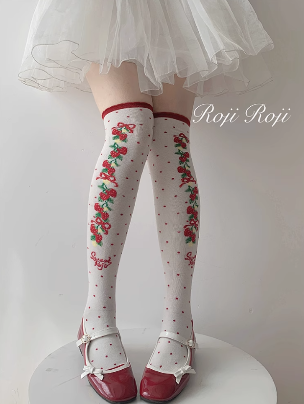 Strawberry Ribbon Socks (3 Colors)