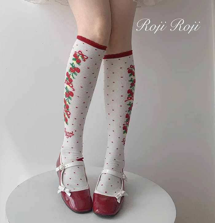 Strawberry Ribbon Socks (3 Colors)