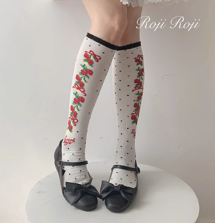 Strawberry Ribbon Socks (3 Colors)