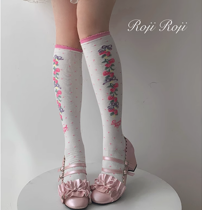 Strawberry Ribbon Socks (3 Colors)