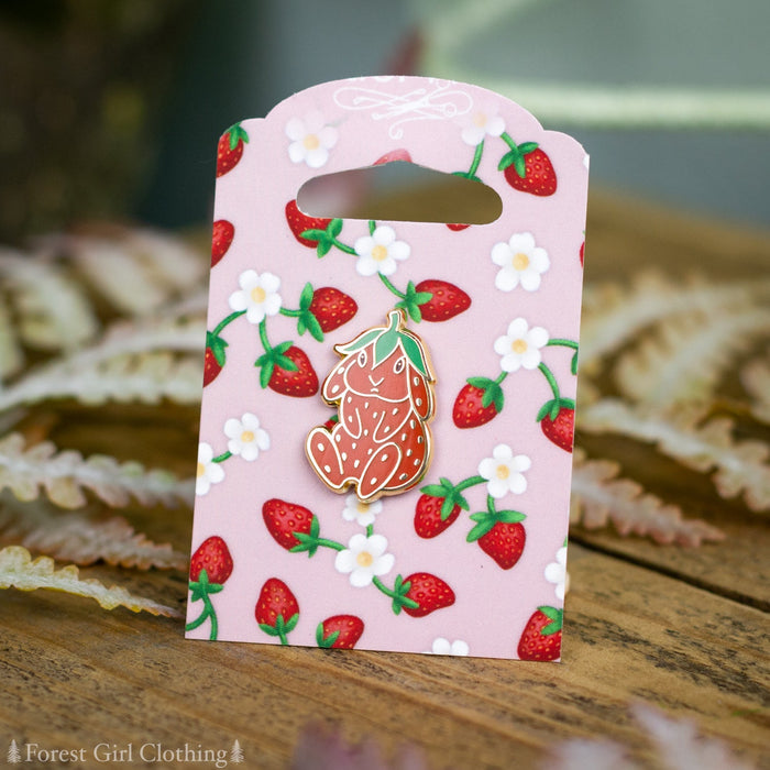 Strawbunny Enamel Pin