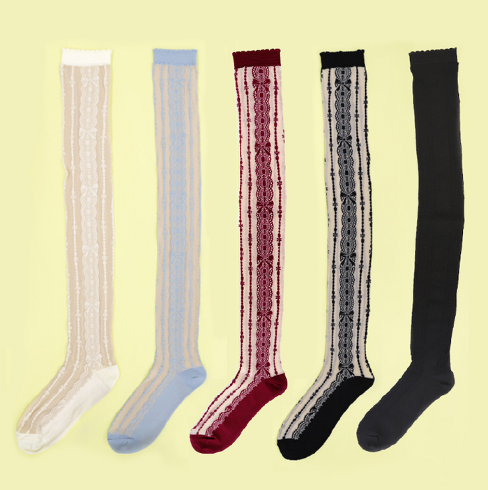 Stripe Lace Knee Socks