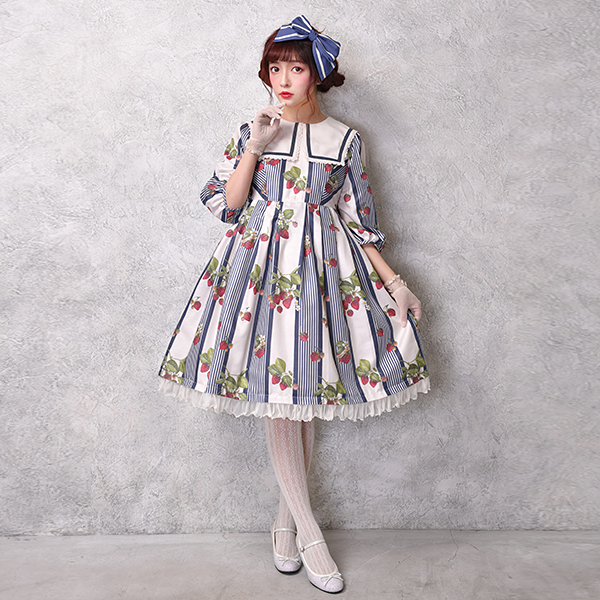 Stripe Strawberry Onepiece Dress