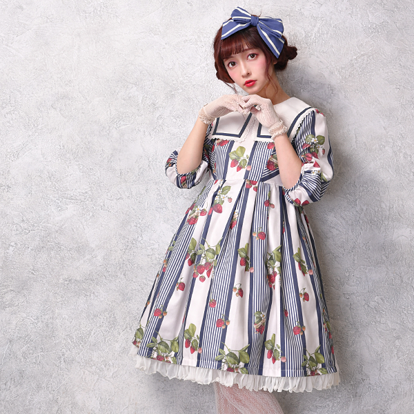Stripe Strawberry Onepiece Dress