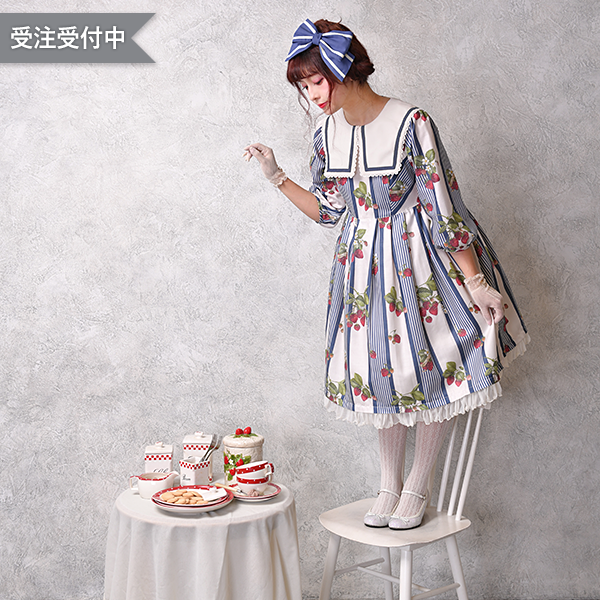 Stripe Strawberry Onepiece Dress