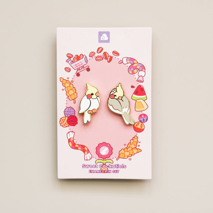 Sweet Cockatiels Enamel Pin Set
