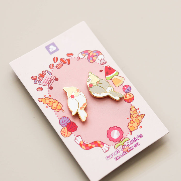 Sweet Cockatiels Enamel Pin Set