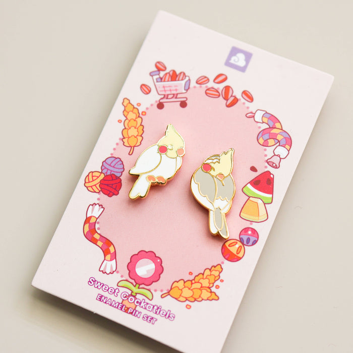 Sweet Cockatiels Enamel Pin Set