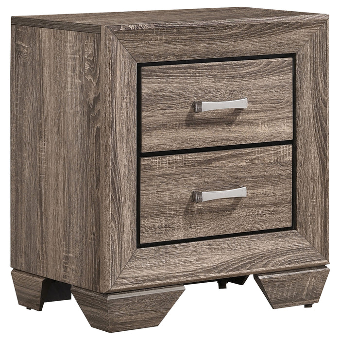 Tomasina Washed Taupe 2-Drawer Rectangular Nightstand with Neutral Finish, MDF Frame, 27H x 23.5W x 16.5D
