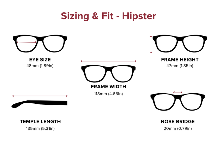 DebSpecs Large-size eyewear fit guide Hipster
