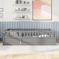 Twin Size Floor bed, integral construction with super high security barrier, door, children's floor bed frame, Montessori wooden children's floor bed,  Grey(Patented model)