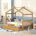 Twin Size Wooden House Bed with Drawers, Natural(OLD SKU: WF300799AAN)