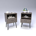 Two sets of Nightstand,modern style bedside table, With storage drawers and open wooden shelves, Suitable for living rooms, Bedrooms and small spaces. Decorative bedside tables in two sets, Easy to as