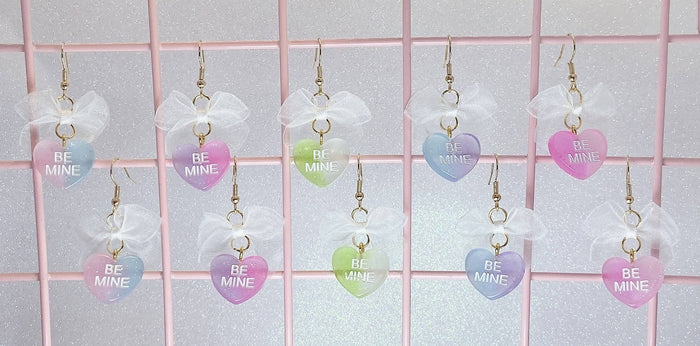 Two Tone Candy Heart Earrings (5 Colors) - Lolita Collective