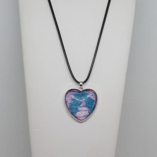 Two Tone Heart Pendant Necklace