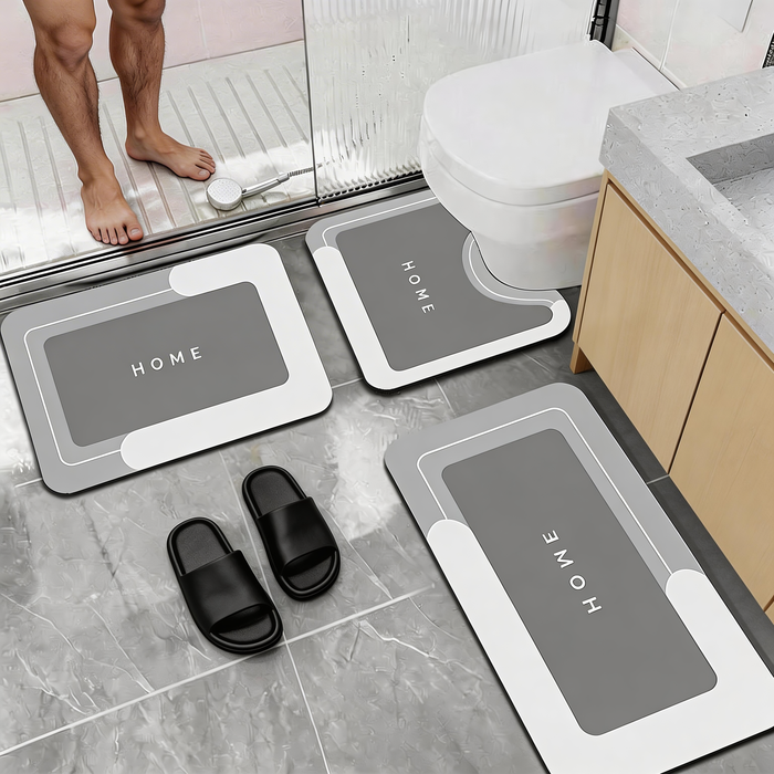 Ultra Absorbent Fast Drying 3 Piece Bathroom Rug Set Non Slip Bath Mat U-Shaped Toilet Mat Luxury Minimalist Home Decor Washable Bathroom Floor Mats for Shower Tub Shower Bathroom Accessories