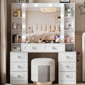 Vanity Desk with with Mirror and Lights,Makeup Vanity Table wwith Lighted Mirror & Charging Station, 
Vanity Desk Dresser