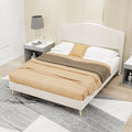 Velvet upholstered bed - enhances the master bedroom with a luxurious and peaceful focus. The sturdy structure ensures a peaceful sleep, blending luxury and comfort into one, full size, color: beige