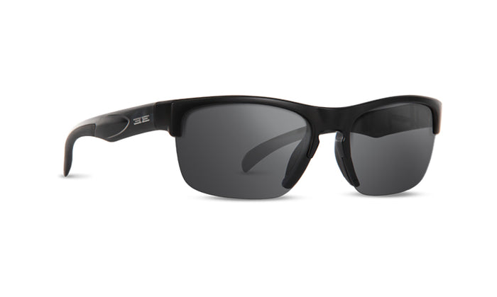 black sunglasses with smoke mirror lens by epoch eyewear