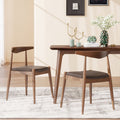 [Video] Set of 2 Rubberwood Dining Chairs, Ergonomic Backrest & Faux Leather Upholstery, Walnut+Brown