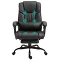 Vinsetto High Back Massage Office Chair with 6 Vibration Points, PU Leather Reclining Computer Chair, Ergonomic Office Chair with Footrest Adjustable Height and Remote, Black