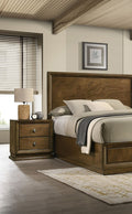 Walnut 1pc Nightstand Bedroom Rubberwood Bedside Table Bronze Metal Knob Furniture