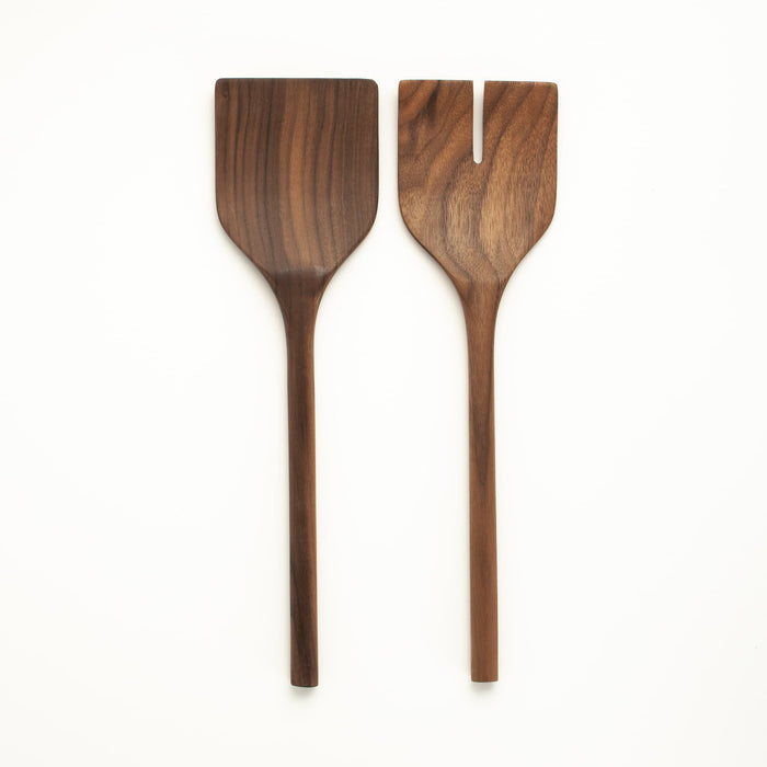 Walnut Wooden Salad Server Set - 13"