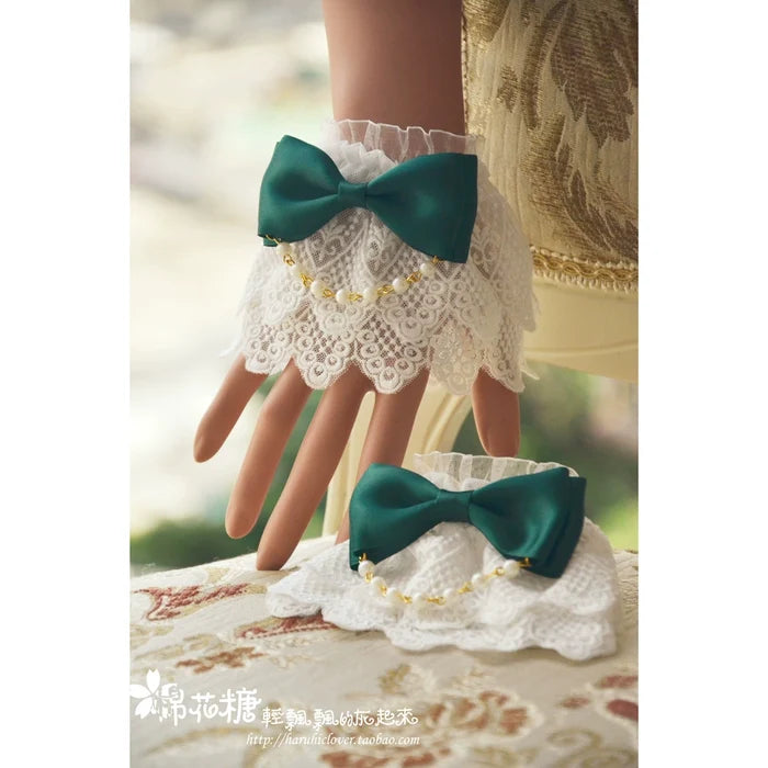White Double-Layer Pearl Wristcuffs