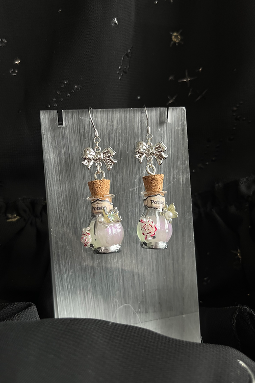 White Potion Bottle Earrings