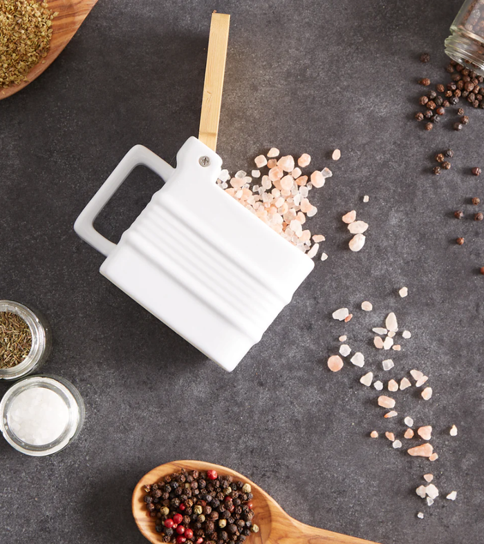 White Stoneware Salt Box