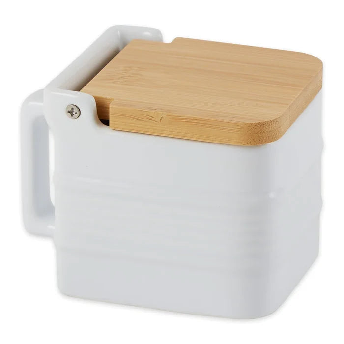 White Stoneware Salt Box