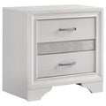 White Transitional 2-Drawer Nightstand with Hidden Jewelry Tray in Wood with Metallic Finish, 26in H x 26in W x 16.5in D