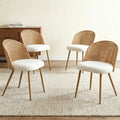 Wicker brown dining chairs set of 4, modern restaurant chairs, kitchen Bohemian style medieval-style soft beige sponge seat cushion
