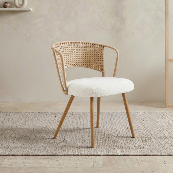 Wicker dining chairs - 2-piece set - Farmhouse soft cushioned cane back kitchen chair, sponge cushion, wing-back dining chair with metal legs, suitable for home and kitchen (brown)