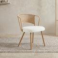 Wicker dining chairs - 2-piece set - Farmhouse soft cushioned cane back kitchen chair, sponge cushion, wing-back dining chair with metal legs, suitable for home and kitchen (brown)