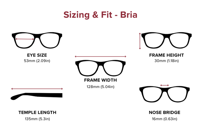 DebSpecs Large-size eyewear fit guide Bria