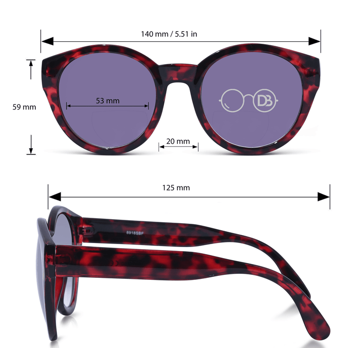 DebSpecs Hidden Inner Bifocal Sunglass Readers ef8918bf Red Tortoise infographic